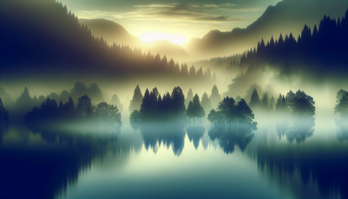 A dreamlike scene showing air and water merging in a tranquil environment.