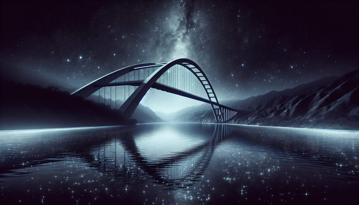 A bridge leading into a starry sky, representing dreams and exploration.