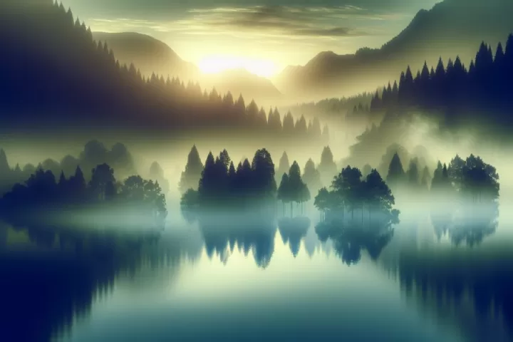 A surreal dream scene where the air feels thick like water and light moves slowly through it