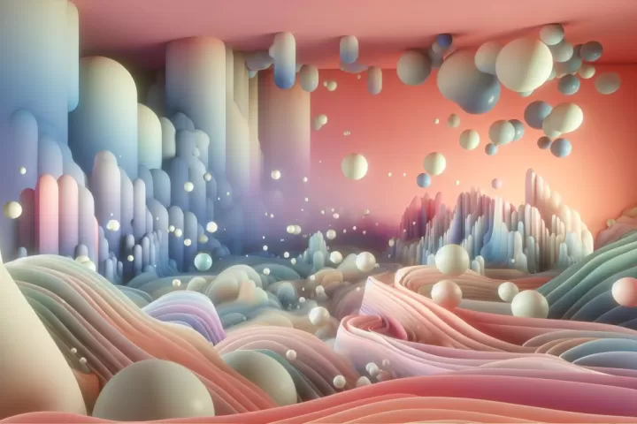 A surreal dream scene where a ceiling has transformed into the ground, creating an upside-down room of shifting perspective