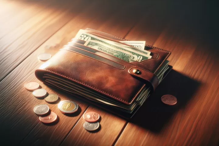 A wallet resting open on a dark surface, symbolising value, identity, protection, and security in dreams.