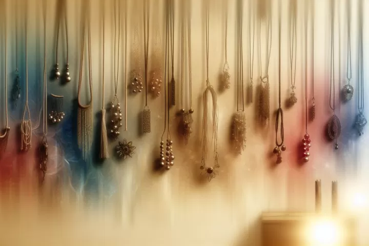 Symbolic illustration of glowing necklaces representing identity, relationships, and personal value in a dream.