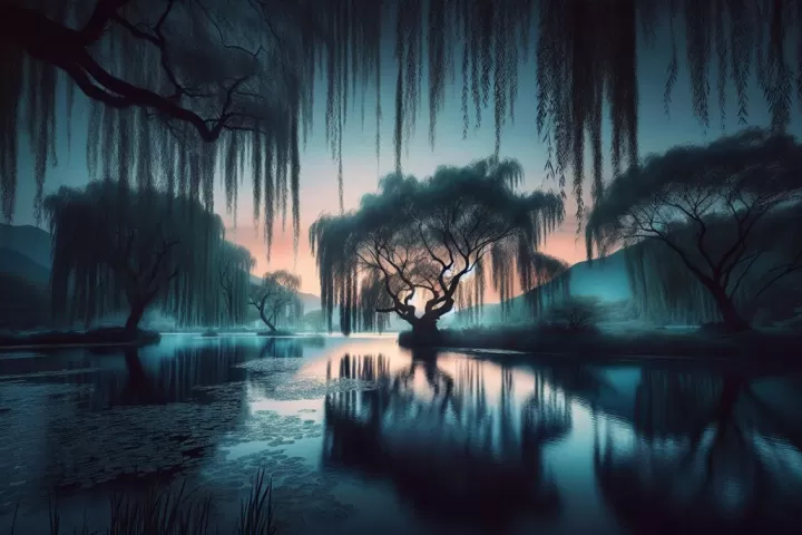 A reflective dreamlike scene expressing sadness, grief, emotional release, and the process of inner healing.