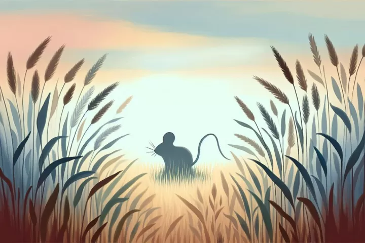 A small mouse in a dreamlike moonlit room, symbolising subtle worries, sensitivity, and hidden resourcefulness.