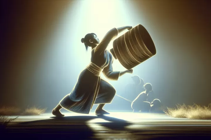 A dreamlike figure showing extraordinary strength, symbolising confidence, power, and hidden potential.