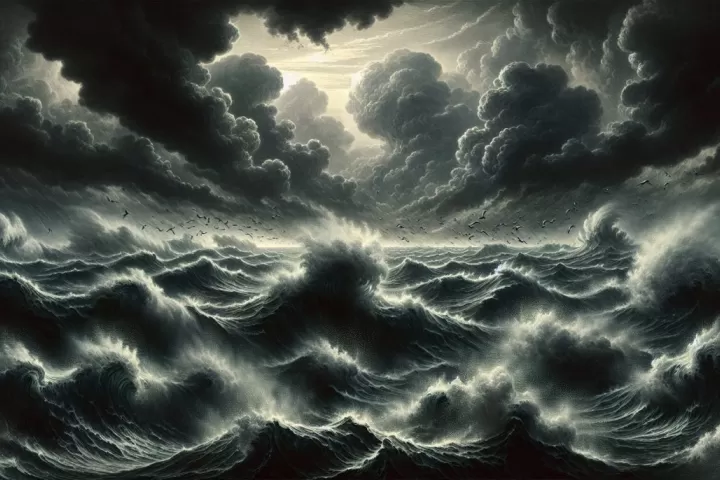 A stormy sea symbolising emotional turbulence, suppressed anger, and inner tension in dreams.