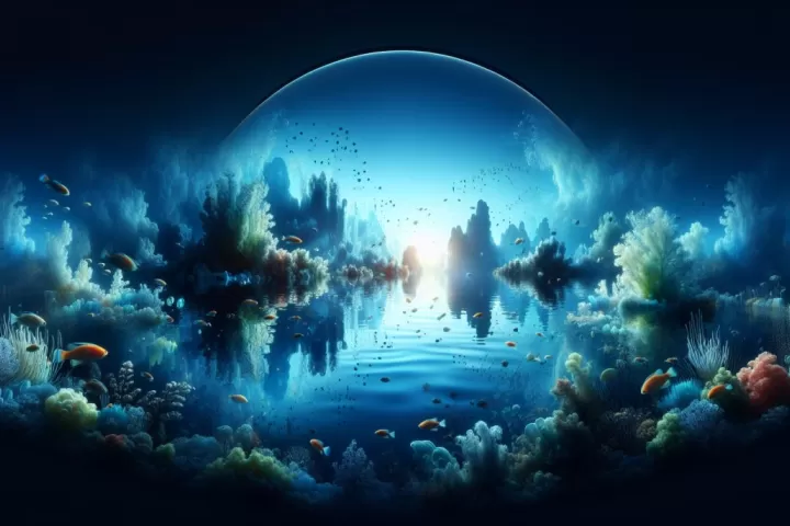 A tranquil underwater scene symbolizing introspection, emotional depth, and dream symbolism.