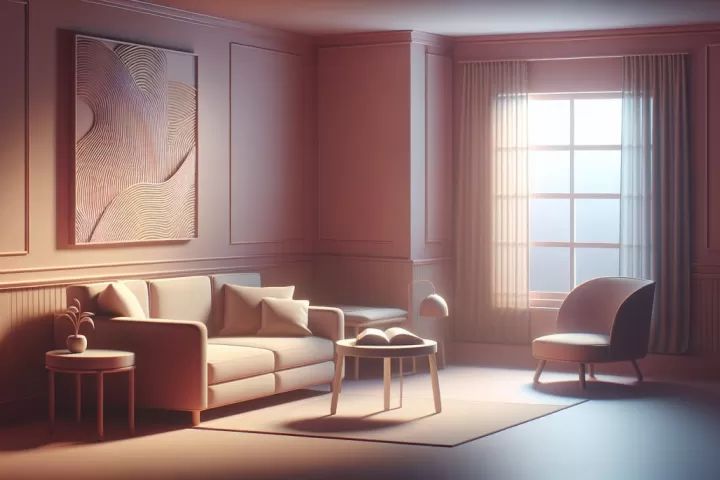A serene room with softly pulsating walls, symbolizing introspection, changing boundaries, and emotional sensitivity.