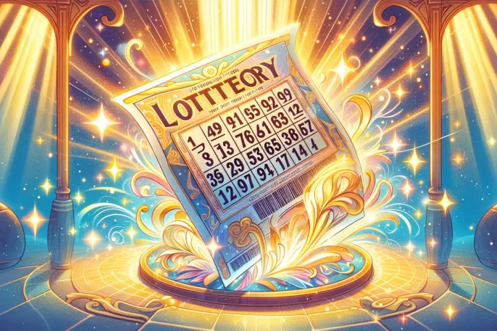 A glowing winning lottery ticket symbolising hope, luck, and sudden opportunity.