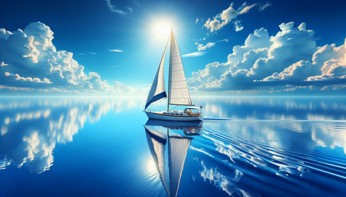 A peaceful sailboat on calm waters, symbolizing freedom and exploration.