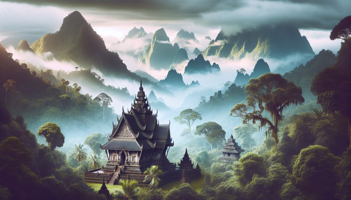 An ancient temple nestled in a tranquil natural setting, symbolizing spirituality and history.