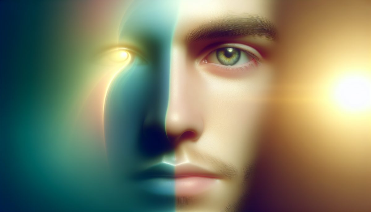 Symbolic illustration of a person's eye changing through different colors in a dreamlike glow