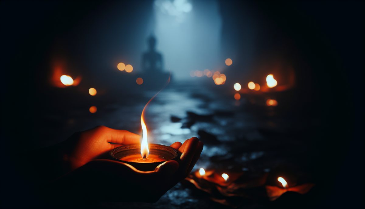 A calm, flickering flame representing warmth and transformation.