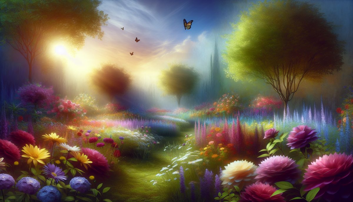 A vibrant garden with blooming flowers representing dream symbolism.