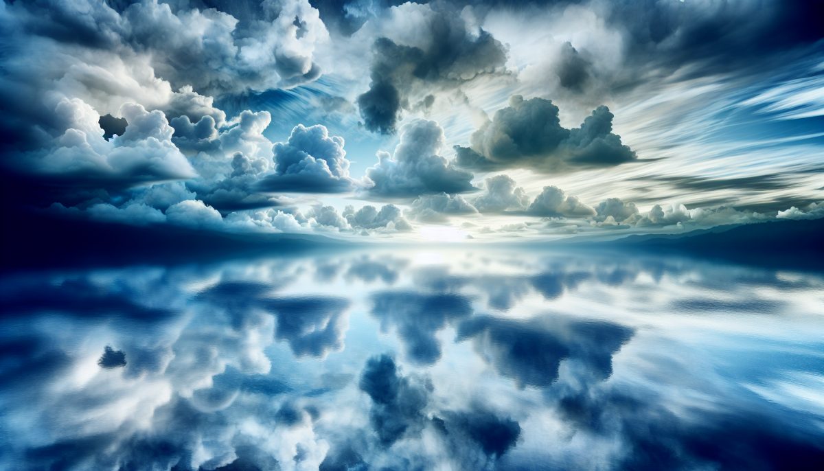 A serene lake with a cloudy sky, representing the theme of losing reflection.