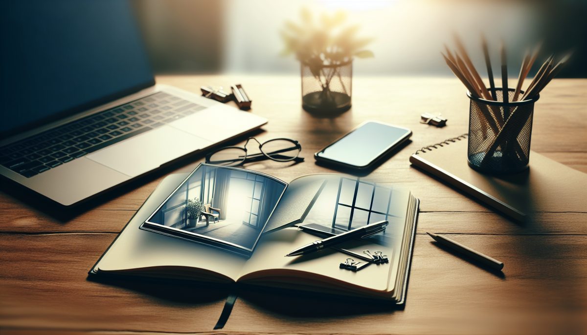 A tranquil office desk setting symbolising productivity and creativity.