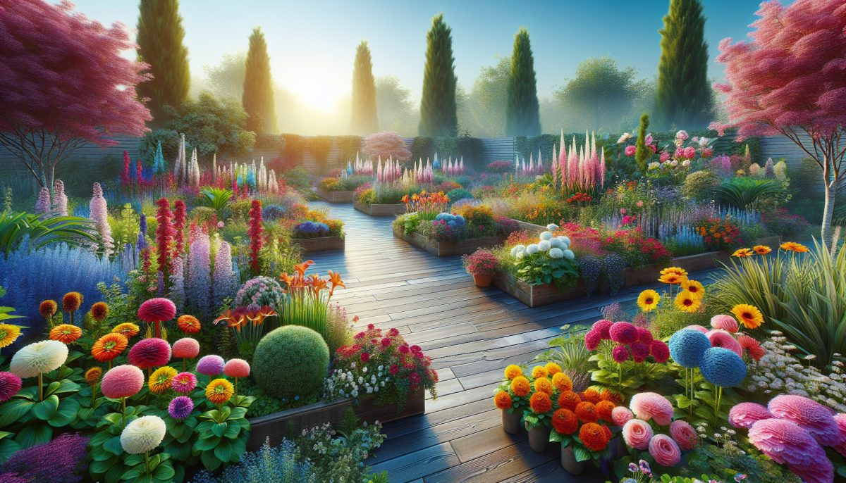 A vibrant garden with diverse flowers, symbolising dreams and their meanings.