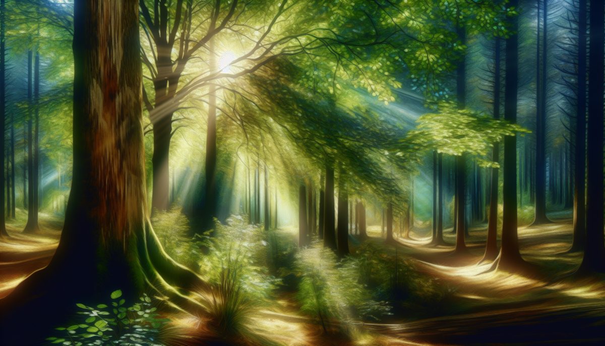 A tranquil forest scene illustrating the beauty and symbolism of trees.