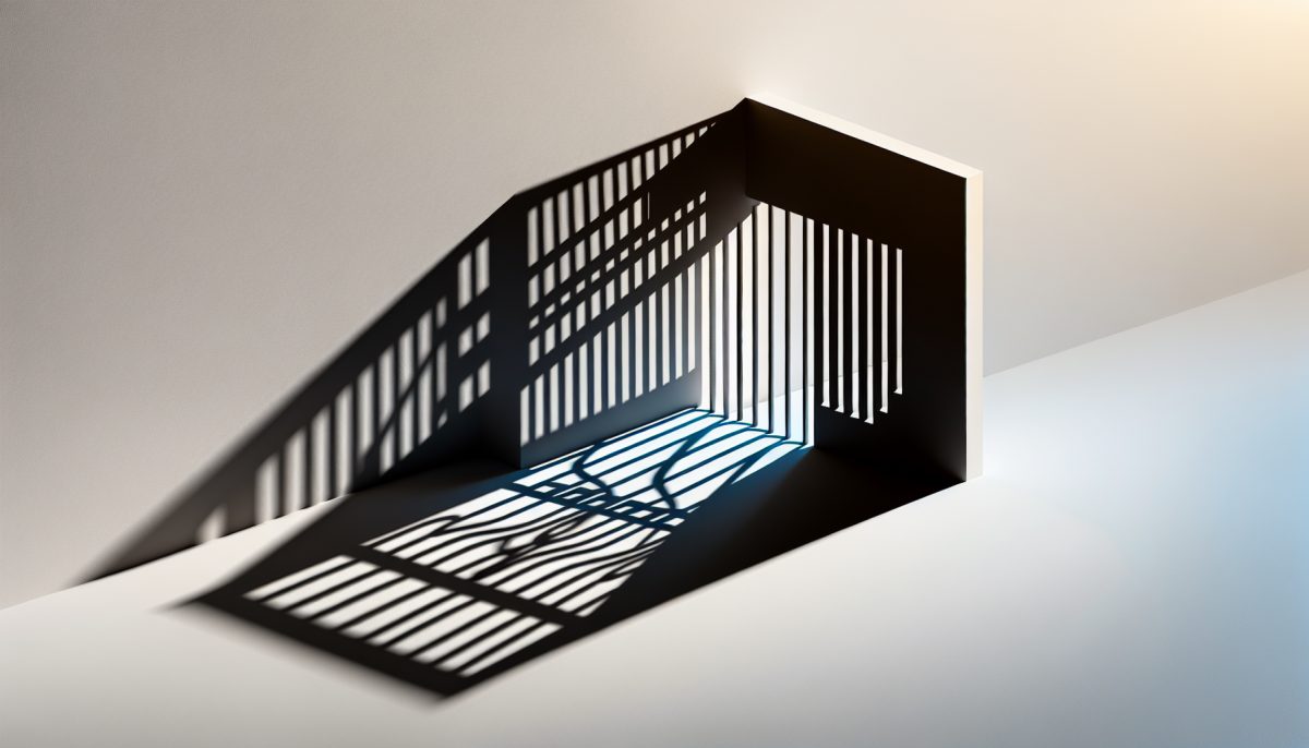 Symbolic illustration of a prison representing confinement and introspection.