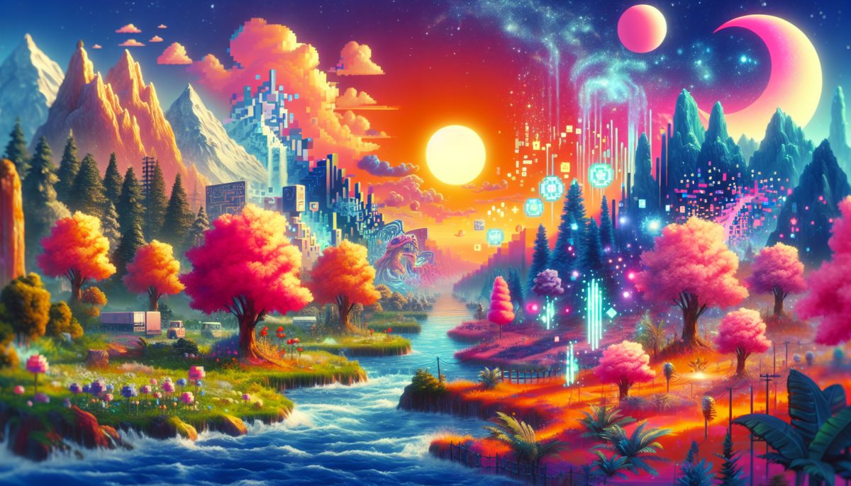 A dreamlike scene merging video game elements with reality, evoking a sense of wonder.