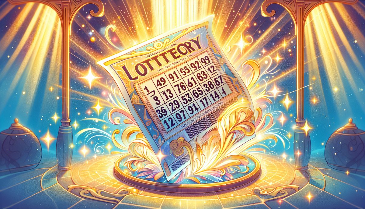 A glowing winning lottery ticket symbolising hope, luck, and sudden opportunity.